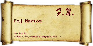 Foj Martos névjegykártya